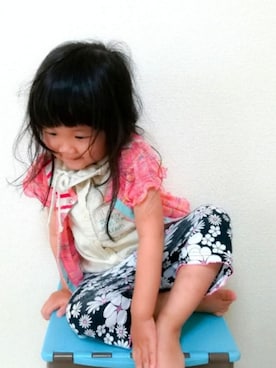 「Carter's（カーターズ）のアイテム（パンツ）」を使った、あいなまみぃさん（キッズ・90cm）の夏コーディネート