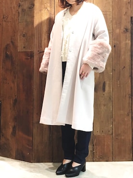 「ピンクベージュ」｜「アイテム（その他アウター）」を使った、アコ@骨格ストレートさん（レディース・163cm）の秋コーディネート