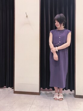 「natural couture（ナチュラルクチュール）のDカンベルト付きワッフルTワンピ（ワンピース）」を使った、アコ@骨格ストレートさん（レディース・164cm）の春コーディネート