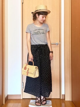 「RehersalL（リハーズオール）のアイテム（帽子）」を使った、chimochiiさん（レディース・152cm）の夏コーディネート