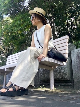 「切りっぱなし」｜「アイテム（サンダル）」を使った、chimochiiさん（レディース・152cm）の夏コーディネート