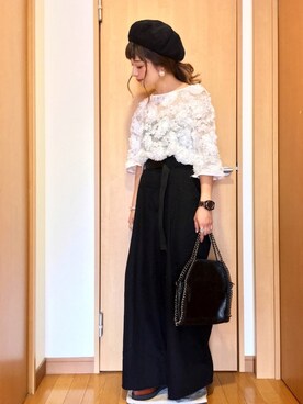 「アイテム（チューブトップ）」を使った、chimochiiさん（レディース・152cm・20代）の秋コーディネート