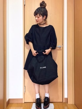 「CLANE（クラネ）のアイテム（ボストンバッグ）」を使った、chimochiiさん（レディース・152cm）の秋コーディネート