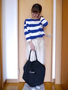 「CLANE（クラネ）のアイテム（ボストンバッグ）」を使った、chimochiiさん（レディース・152cm）の春コーディネート
