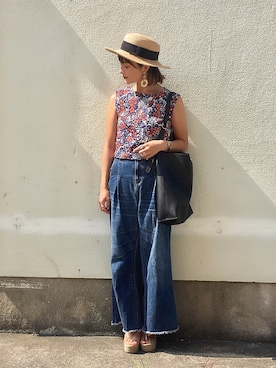 「Daniel Wellington（ダニエルウェリントン）の販売終了クラシックペティット アッシュフィールド32mm（アナログ腕時計）」を使った、chimochiiさん（レディース・152cm）の夏コーディネート