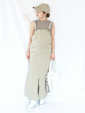 chimochiiさんの「ロングジャンパースカート」を使ったコーディネート