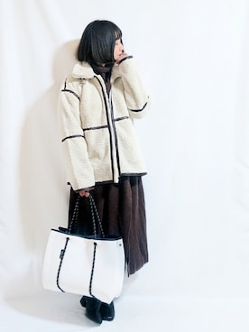 「MERLOT（メルロー）のアイテム（ブルゾン）」を使った、chimochiiさん（レディース・152cm）の冬コーディネート