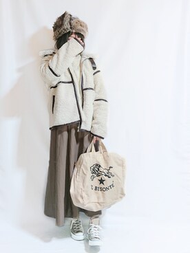 「polcadot」｜「アイテム（ブルゾン）」を使った、chimochiiさん（レディース・152cm）の冬コーディネート