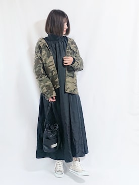 「URBAN RESEARCH（アーバンリサーチ）のアイテム（ミリタリージャケット）」を使った、chimochiiさん（レディース・152cm）の冬コーディネート