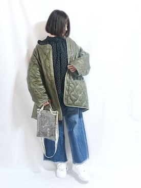 「AIR FORCE 1」｜「アイテム（ノーカラージャケット）」を使った、chimochiiさん（レディース・152cm）の冬コーディネート