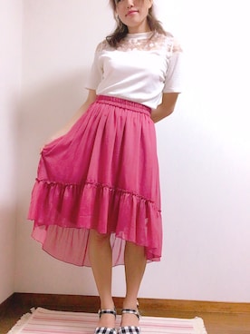 「ピンクスカート」｜kana❤︎❤︎❤︎さん（レディース・155cm）の夏コーディネート