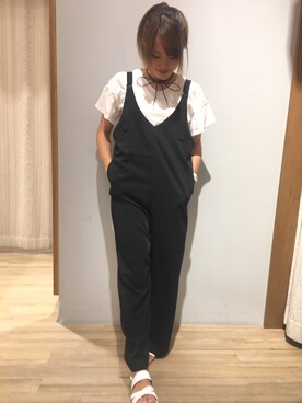 「白黒」｜「アイテム（サロペット/オーバーオール）」を使った、kana❤︎❤︎❤︎さん（レディース・155cm）の夏コーディネート