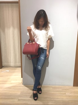 「白×デニム」｜kana❤︎❤︎❤︎さん（レディース・155cm）の夏コーディネート