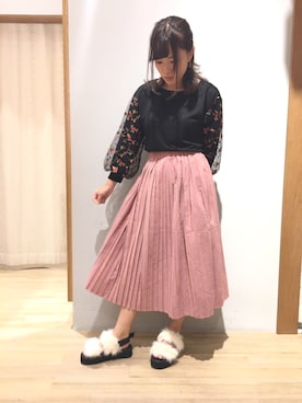 「黒×ピンク」｜「アイテム（サンダル）」を使った、kana❤︎❤︎❤︎さん（レディース・155cm）の秋コーディネート