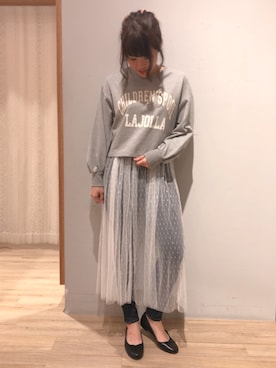 「earth music&ecology（アースミュージックアンドエコロジー）のアイテム（バレエシューズ、ブラック系）」を使った、kana❤︎❤︎❤︎さん（レディース・156cm）の冬コーディネート