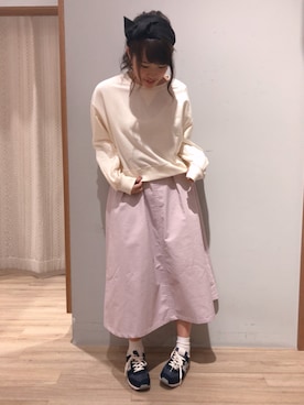 「earth music&ecology（アースミュージックアンドエコロジー）のアイテム（スウェット）」を使った、kana❤︎❤︎❤︎さん（レディース・156cm）の春コーディネート
