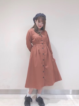 「テラコッタ」｜「アイテム（ハンチング/ベレー帽）」を使った、kana❤︎❤︎❤︎さん（レディース・156cm）の秋コーディネート