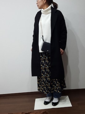 「SMELLY（スメリー）のアイテム（ピアス（両耳用））」を使った、midoさん（レディース・164cm）の冬コーディネート