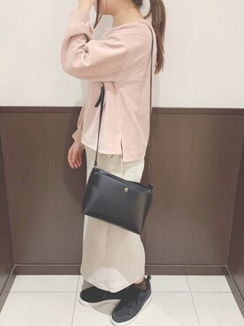 「mysty woman（ミスティウーマン）のアイテム（トップス、ピンク系）」を使った、pyon＊さん（レディース・153cm）の冬コーディネート