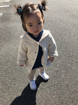 「NET（ネット）のアイテム（サロペット/オーバーオール）」を使った、ＨＡＮＮＡさん（キッズ・70cm）の秋コーディネート