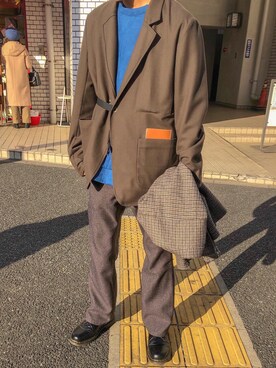 「sunsea」｜「アイテム（ブルゾン）」を使った、mynameisyuuyaさん（メンズ・175cm）の冬コーディネート