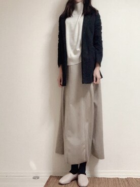 「アイテム（ノーカラージャケット、ブラック系）」を使った、rayさん（レディース・161cm）の冬コーディネート