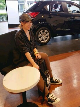 「スリットレギンス」｜「アイテム（アクセサリー）」を使った、🌺はまゆう。さん（レディース・160cm）の秋コーディネート