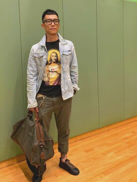 「nano・universe」｜「アイテム（デニムジャケット）」を使った、Lai Chi Keeさん（メンズ・175cm）の冬コーディネート