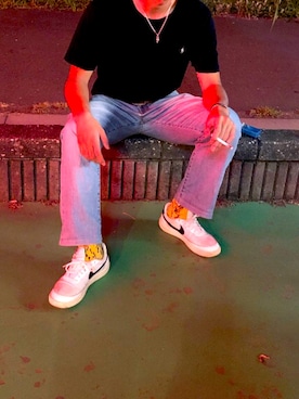 「UNIQLO（ユニクロ）のハイライズボーイフレンドフィットジーンズ＋EC（デニムパンツ）」を使った、ようさん（メンズ・175cm）の秋コーディネート