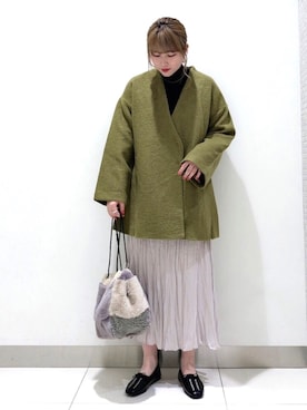 「ワッシャースカート」｜「アイテム（ジャケット/アウター）」を使った、hikariさん（レディース・163cm）の秋コーディネート