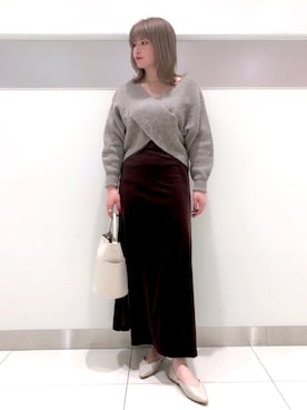 「ベロアスカート」｜「アイテム（その他シューズ）」を使った、hikariさん（レディース・163cm）の冬コーディネート