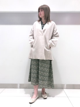 「SENSE OF PLACE by URBAN RESEARCH（センスオブプレイスバイアーバンリサーチ）のアイテム（ノーカラージャケット）」を使った、hikariさん（レディース・163cm）の冬コーディネート