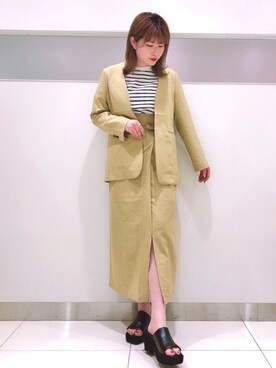 「SENSE OF PLACE by URBAN RESEARCH（センスオブプレイスバイアーバンリサーチ）のアイテム（ノーカラージャケット）」を使った、hikariさん（レディース・163cm）の春コーディネート