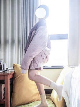 「GRL（グレイル）のアイテム（ノーカラージャケット）」を使った、化小猫さん（レディース・160cm）の冬コーディネート