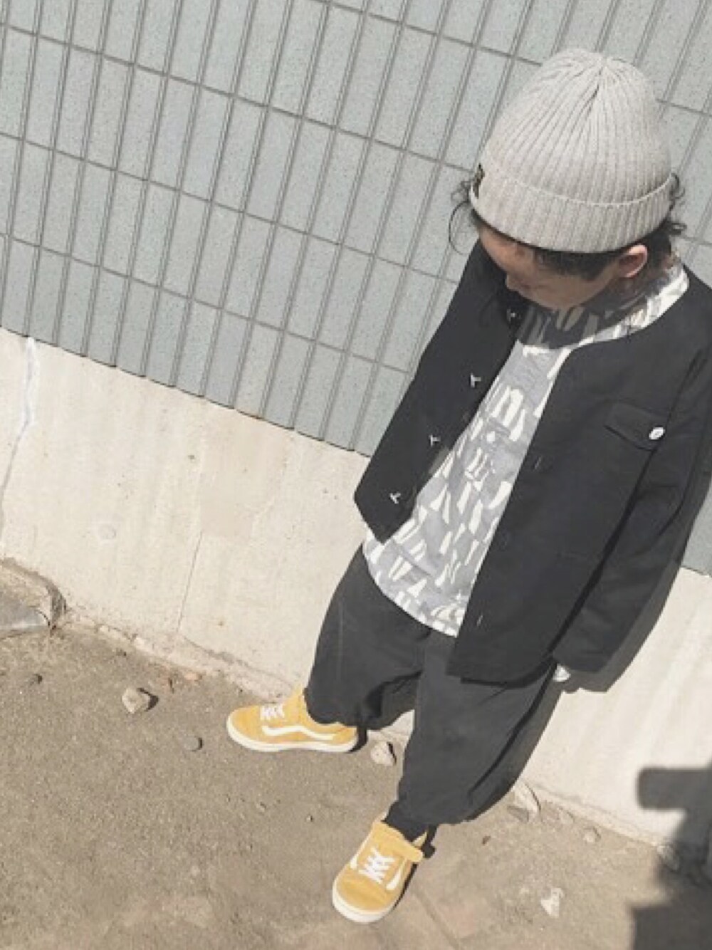 「小学生、おとこのこ、シンプルコーデ、オーバーサイズ」｜「pairmanonの長袖 ノーカラー サファリ ジャケット（ノーカラージャケット、ブラック系）」を使った、s ☆ MOMOさん（キッズ・124cm）の夏コーディネートの1枚目の写真