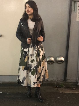 「B2nd」｜「アイテム（ライダースジャケット）」を使った、Ito Tomomiさん（レディース・160cm）の冬コーディネート