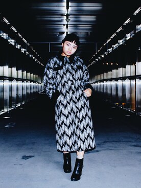 「Dresseumのアイテム（ダッフルコート、ブラック系）」を使った、Yen Tzuさん（レディース・153cm）の冬コーディネート