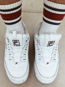 「FILA（フィラ）のアイテム（スニーカー、ホワイト系）」を使った、Yen Tzuさん（レディース・153cm）の夏コーディネート