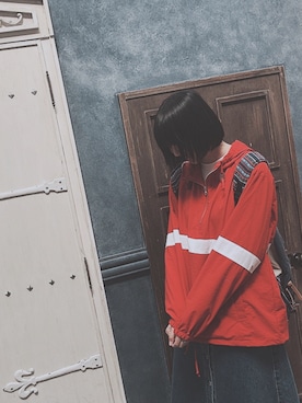 赤 ナイロンジャケット ストライプ入り　【GU】 GU（ジャケット&frasl;アウター ・ レッド&frasl;赤色系）のフリマアイテム一覧