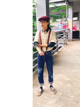 「NET（ネット）のアイテム（帽子）」を使った、Pato ;stop to updateさん（メンズ・171cm）の春コーディネート