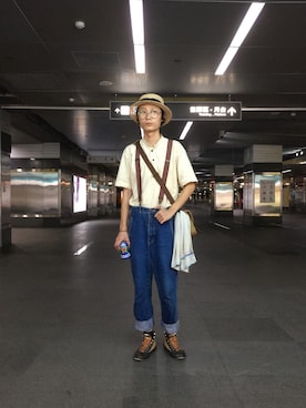 「アイテム（サンバイザー、ベージュ系）」を使った、Pato ;stop to updateさん（メンズ・171cm）の夏コーディネート
