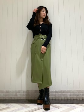 「REDYAZEL（レディアゼル）のアイテム（スカート）」を使った、福田 凪沙🌺さん（レディース・157cm）の秋コーディネート