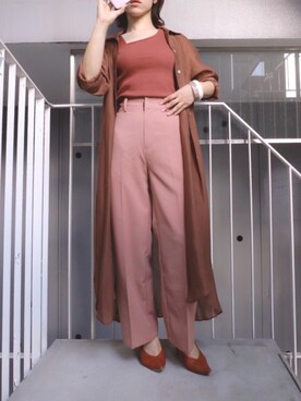 「秋のカフェオレコーデ」｜「アイテム（シャツワンピース）」を使った、meeaさん（レディース・161cm）の秋コーディネート