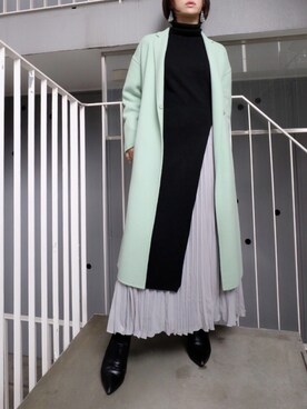 「スリットワンピース」｜「アイテム（その他アウター）」を使った、meeaさん（レディース・161cm）の冬コーディネート