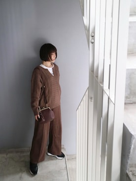 「An+u（アンユー）のアイテム」を使った、meeaさん（レディース・161cm）の冬コーディネート