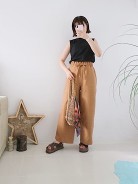 「リラックスコーデ」｜「アイテム（その他）」を使った、meeaさん（レディース・161cm）の夏コーディネート
