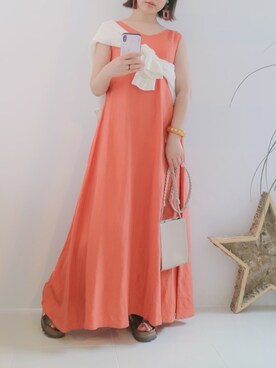 「URBAN RESEARCH ROSSO（アーバンリサーチロッソ）のリボンマキシワンピース（ワンピース）」を使った、meeaさん（レディース・161cm）の夏コーディネート