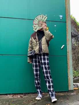「school」｜「アイテム（その他アウター）」を使った、99さん（レディース・165cm）の春コーディネート