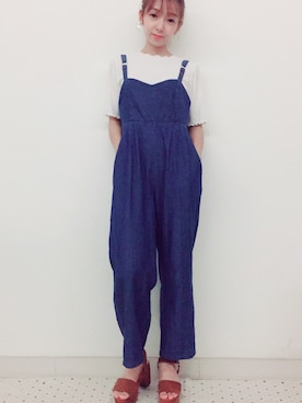 「Coquette（コケット）のアイテム（オールインワン・サロペット）」を使った、vminniさん（レディース・160cm）の夏コーディネート