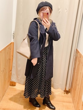 「ドットスカート」｜「アイテム（その他アウター）」を使った、たけちゃんさん（レディース・160cm）の冬コーディネート